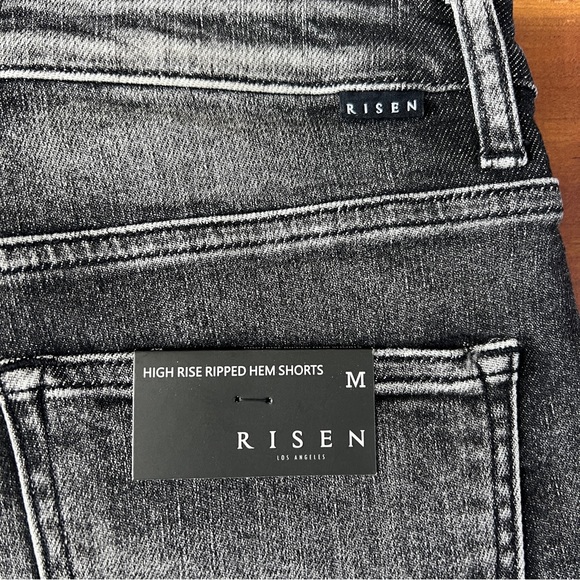 Black distresssed Risen stretch high rise cut-off shorts size medium - Picture 4 of 5